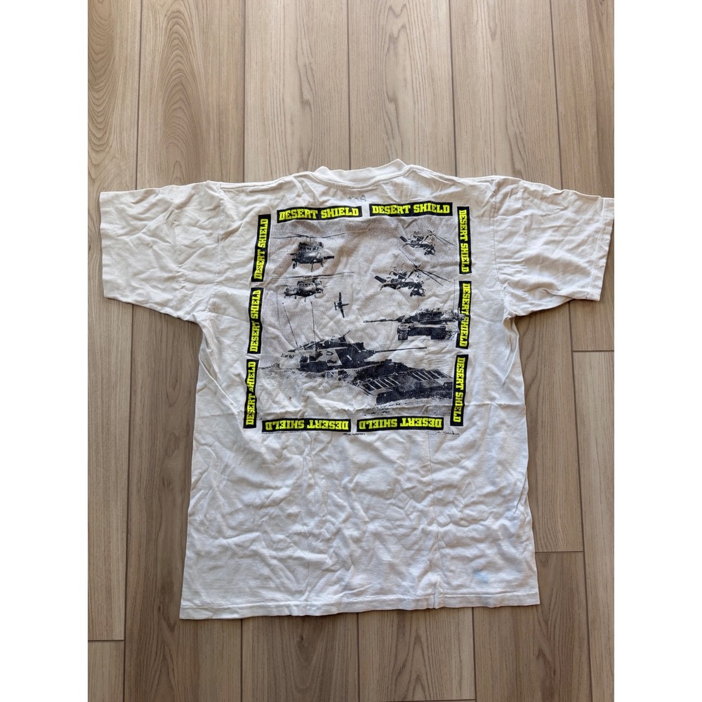 1990 Vintage Oneita Desert Shield T Shirt Mens XL White Military Graphic Tank